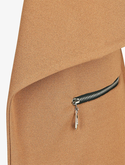 Veste droite uni poches zippées - Camel - 3