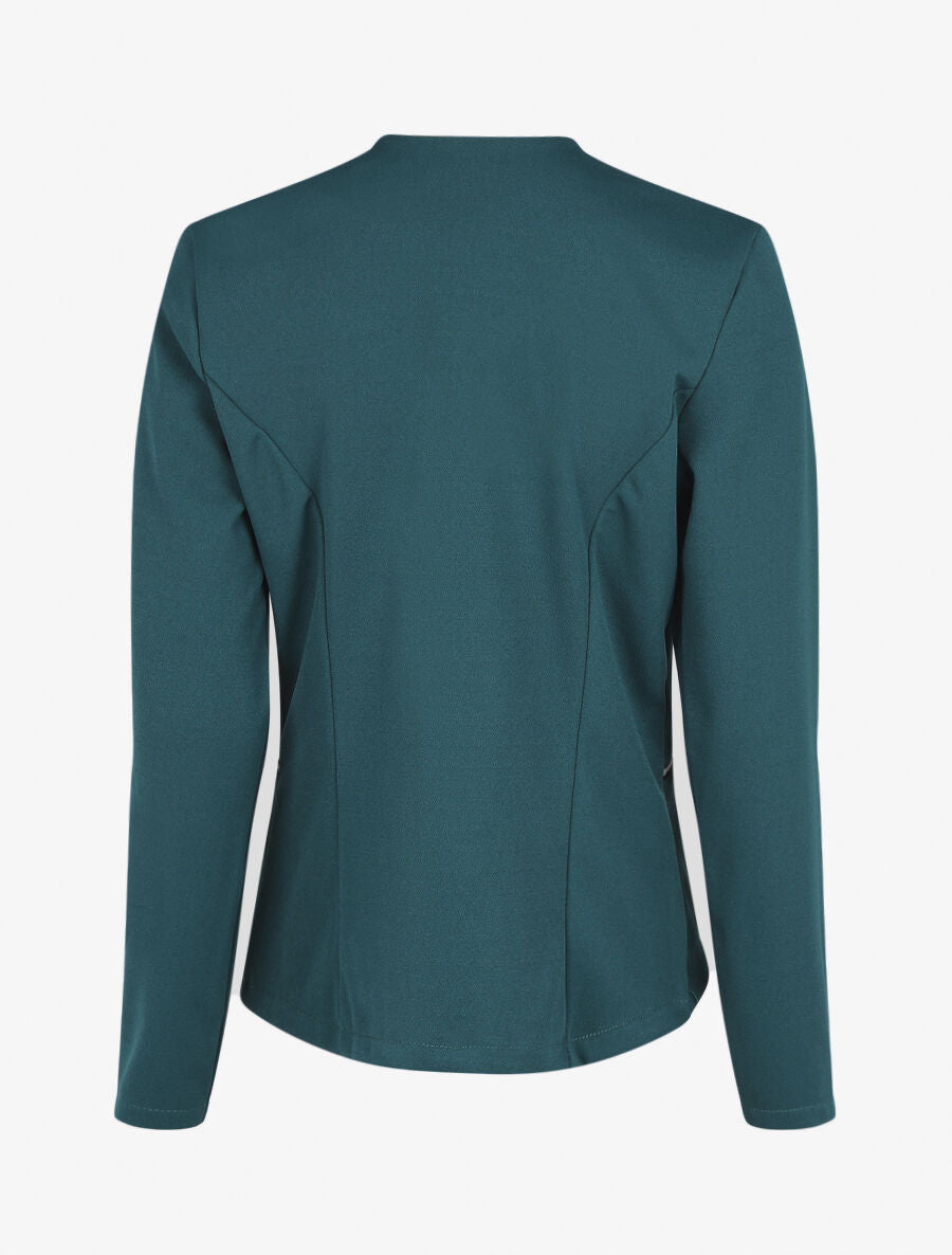 Veste droite uni poches zippées - Bleu canard - 2