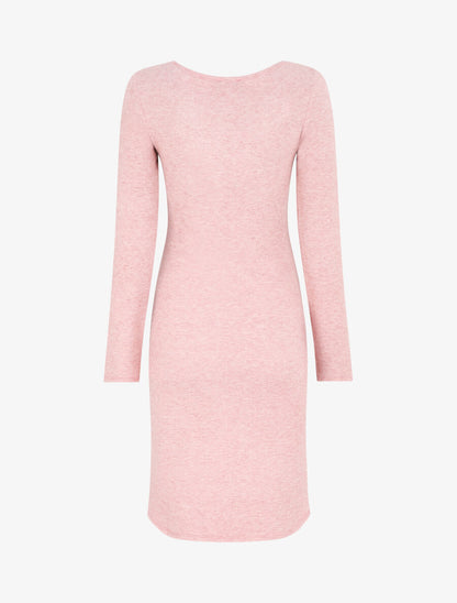 Robe droite mi-longue col V - Rose - 2