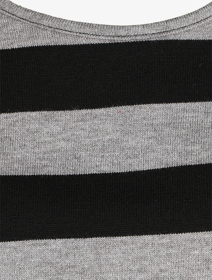 Pull ample motif rayé - Gris - 3