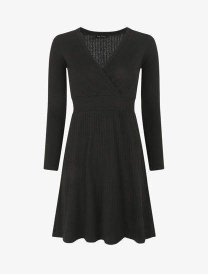 Robe pull uni coupe patineuse - Noir - 4
