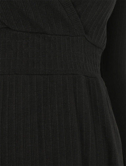 Robe pull uni coupe patineuse - Noir - 3
