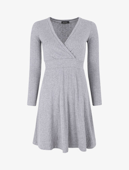 Robe pull uni coupe patineuse - Gris - 4