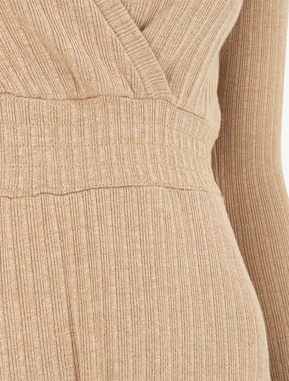 Robe pull uni coupe patineuse - Camel - 3