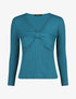 Top ajusté manches longues et noeud - Bleu canard - 1