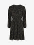 Robe évasée motif feuilles pailletées - Noir - 4