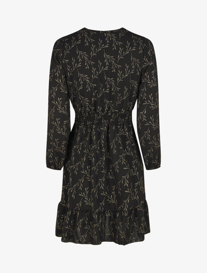 Robe évasée motif feuilles pailletées - Noir - 2