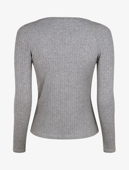 Pull fin droit et côtelé col zippé - Gris - 2