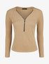 Pull fin droit et côtelé col zippé - Beige - 4