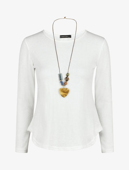 Pull droit dos boutonné - Blanc - 1