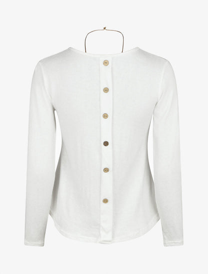 Pull droit dos boutonné - Blanc - 2