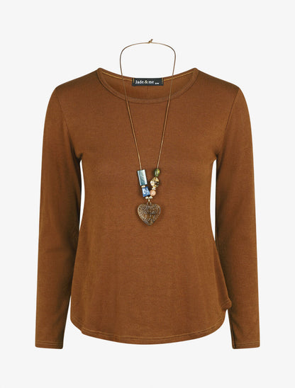Pull droit dos boutonné - Camel - 1