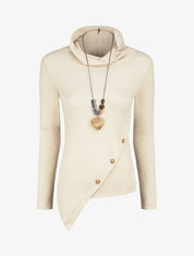 Pull fin asymétrique à col roulé - Beige - 6
