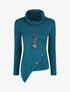Pull fin asymétrique à col roulé - Bleu canard - 1