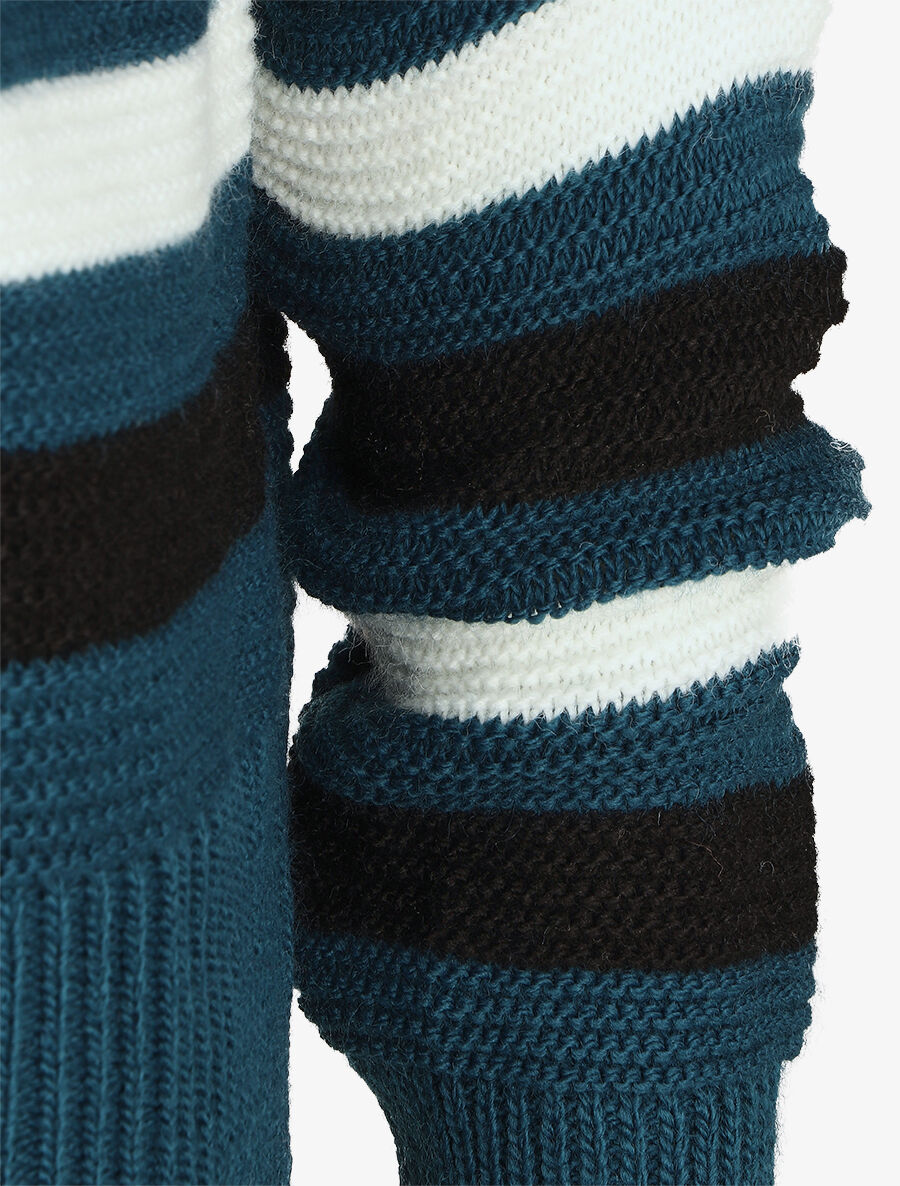 Pull droit rayé - Bleu canard - 3