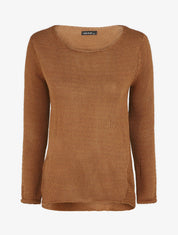Pull droit uni col bateau - Camel - 1