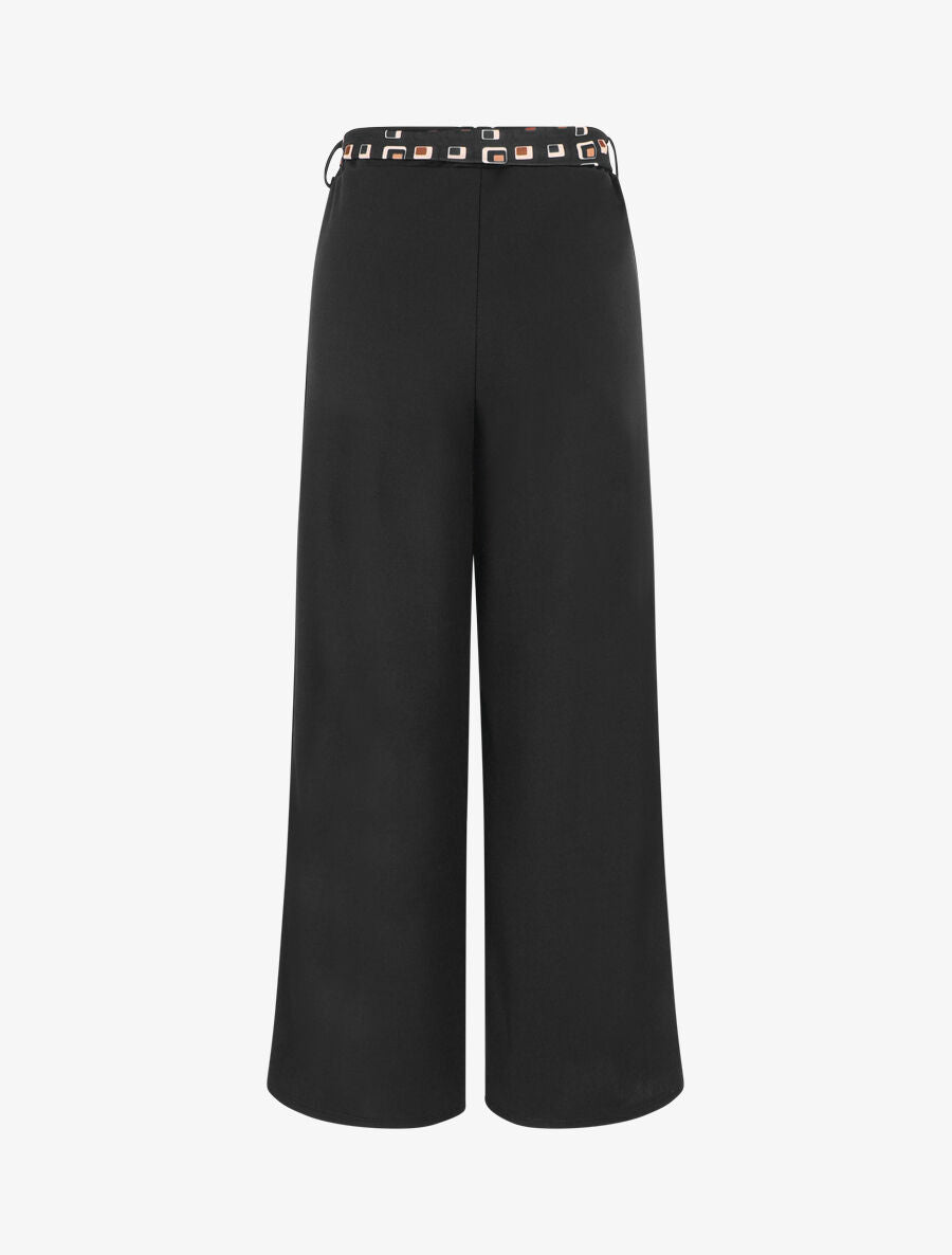 Pantalon ample taille haute uni - Noir - 2
