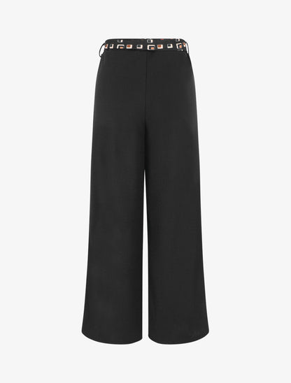 Pantalon ample taille haute uni - Noir - 2