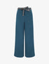 Pantalon ample taille haute uni - Bleu canard - 1