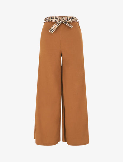 Pantalon ample taille haute uni - Camel - 1