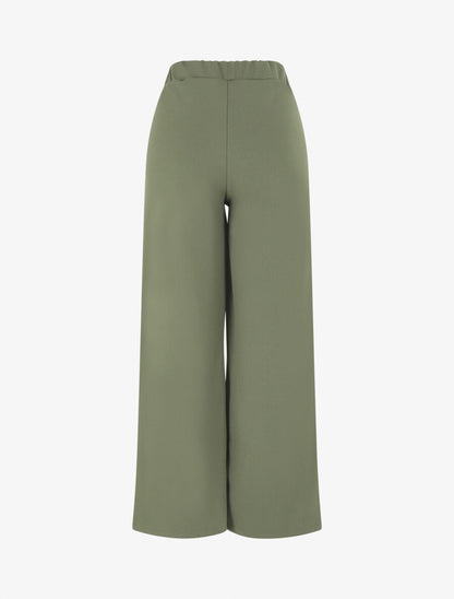 Pantalon ample taille haute élastiquée - Kaki - 2