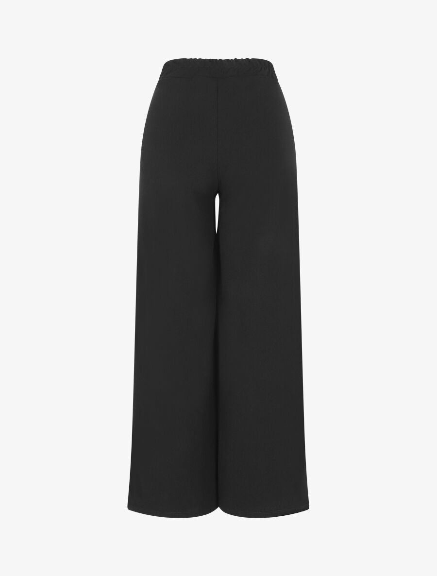 Pantalon uni à taille élastiqué - Noir - 2