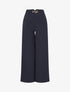 Pantalon uni à taille élastiqué - Marine - 1