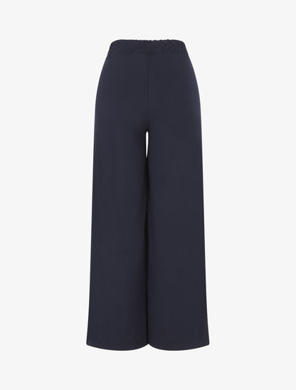 Pantalon uni à taille élastiqué - Marine - 2