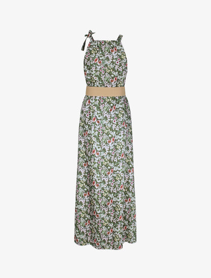 Robe longue à imprimé fleuri - Kaki - 2