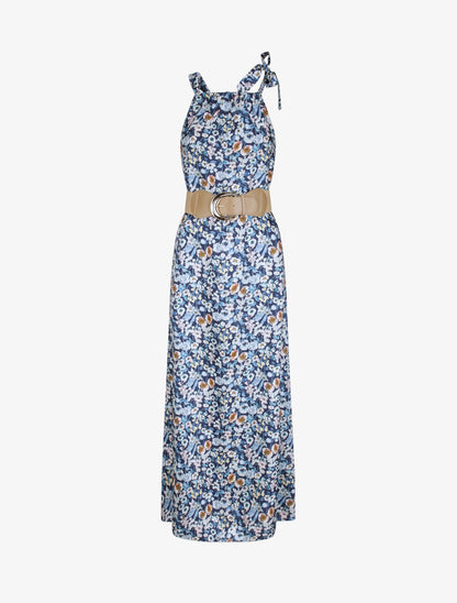 Robe longue à imprimé fleuri - Marine - 4