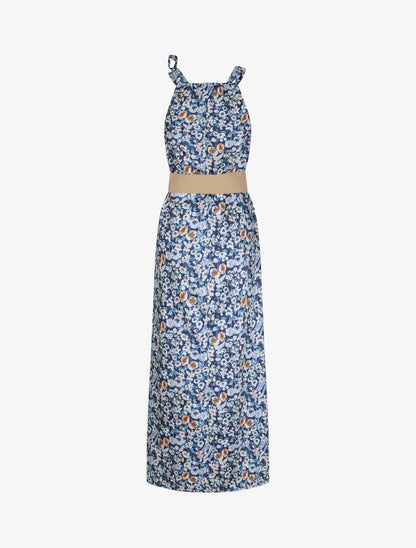 Robe longue à imprimé fleuri - Marine - 2