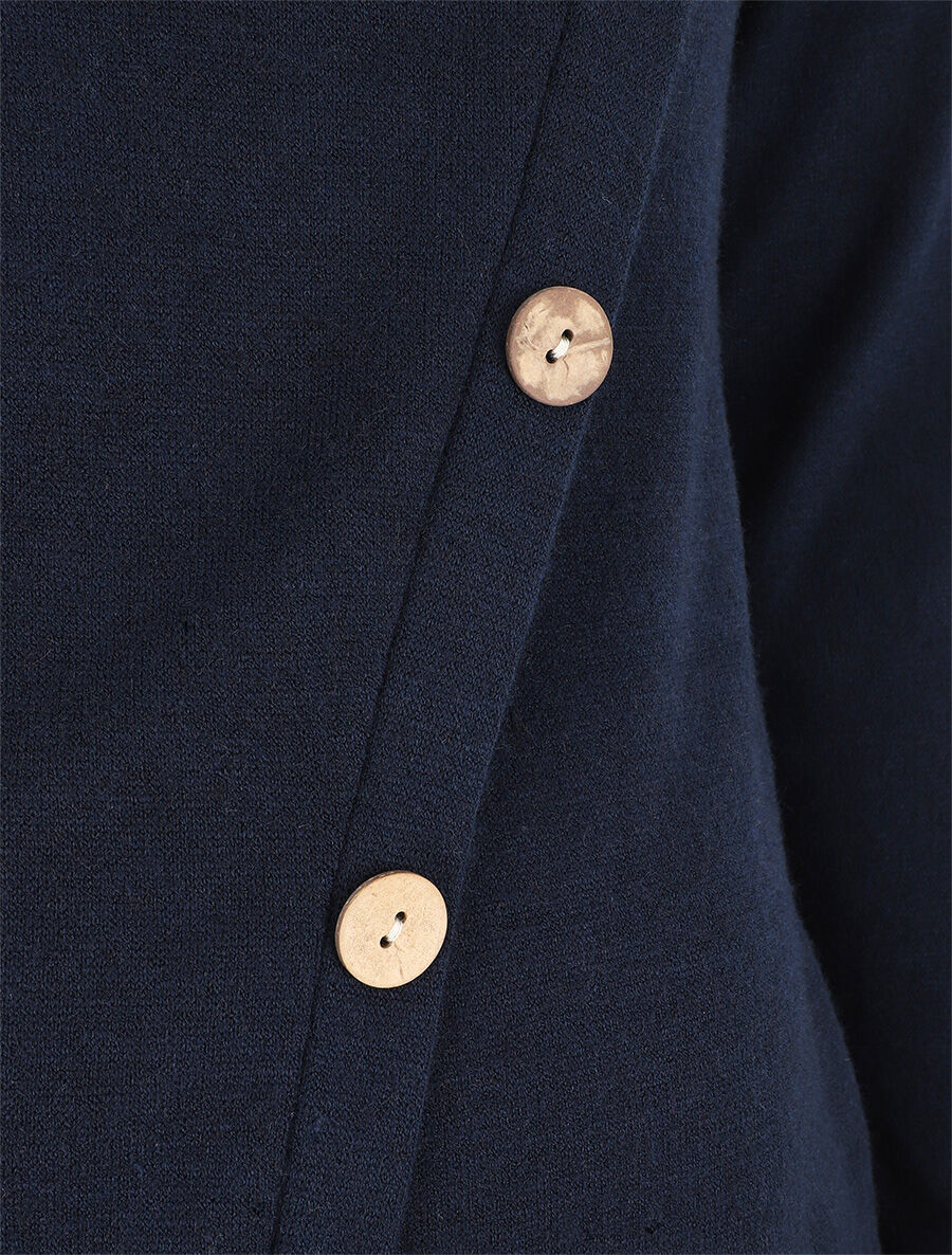 Pull droit à boutons et col bénitier - Marine - 3