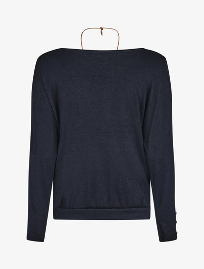 Pull ample à épaules dénudées - Marine - 2