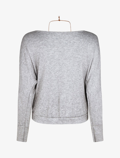 Pull ample à épaules dénudées - Gris - 2