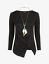 Pull droit drapé manches longues - Noir - 4