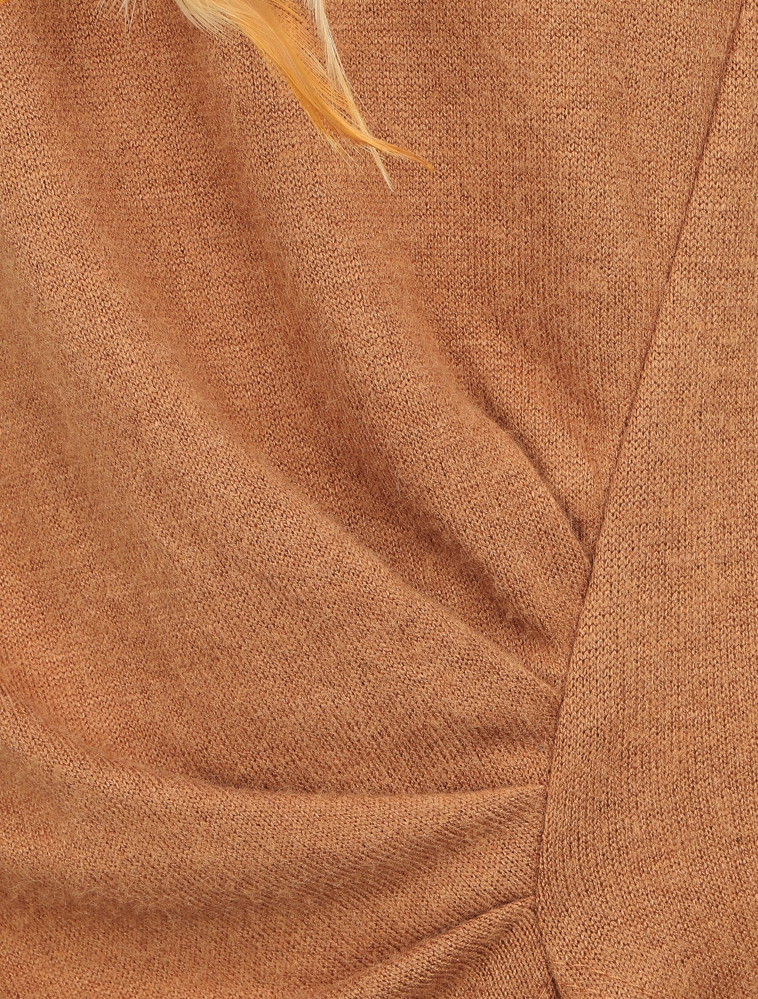 Pull droit drapé manches longues - Camel - 3