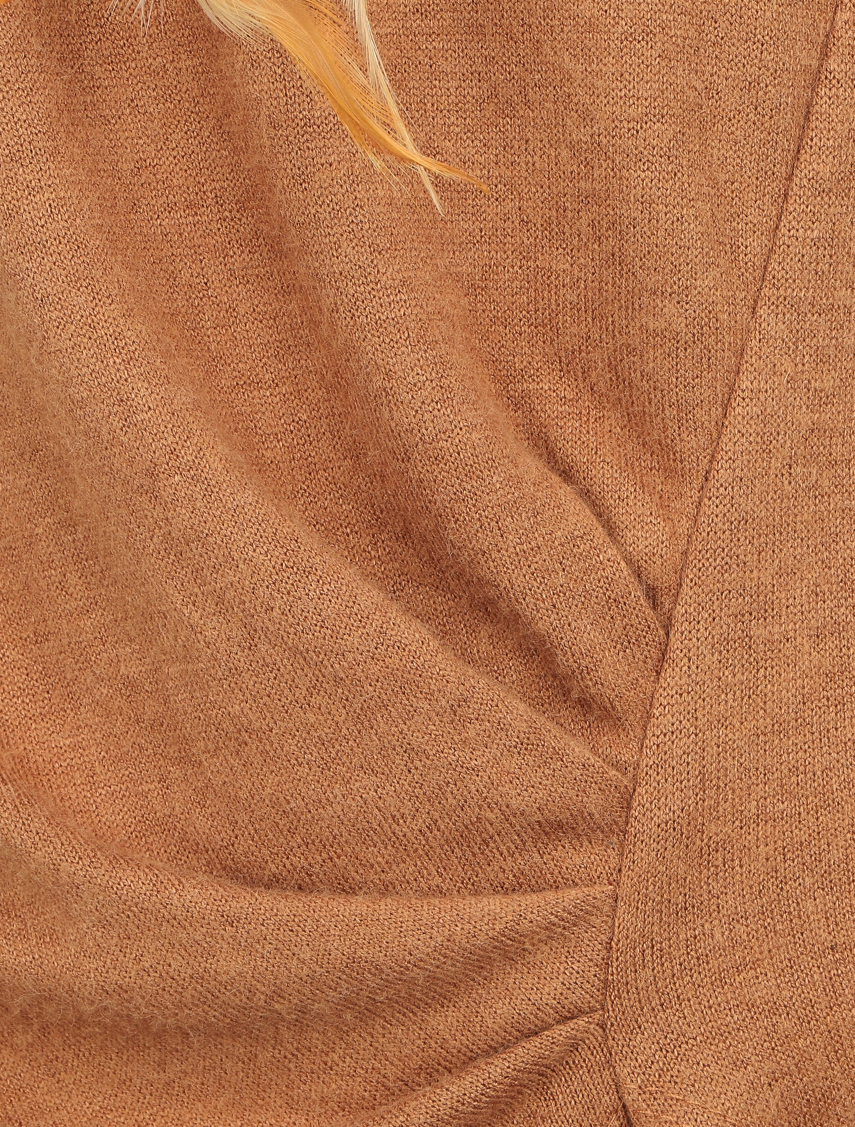 Pull droit drapé manches longues - Camel - 3