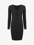 Robe pull droite col V en dentelle - Noir - 1