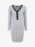 Robe pull droite col V en dentelle - Gris - 7