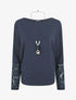 Top ample manches longues en dentelle - Marine - 6