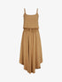 Robe mi-longue asymétrique à grand rabat - Beige foncé - 1