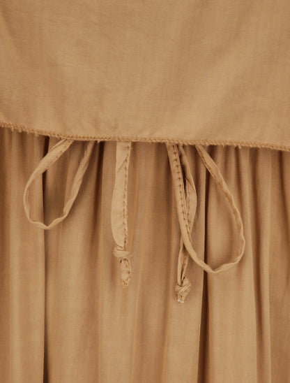 Robe mi-longue asymétrique à grand rabat - Beige foncé - 3