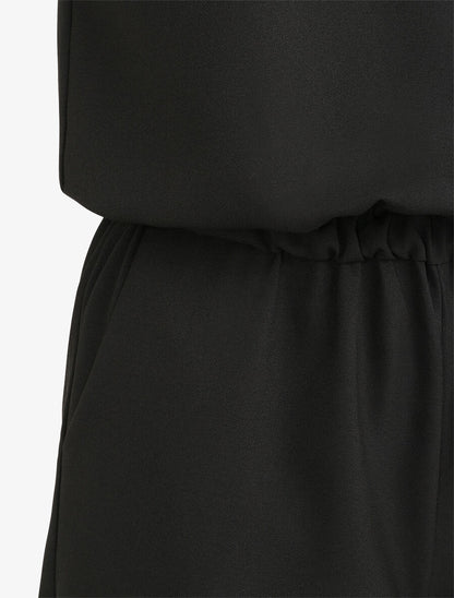 Combishort à bretelles et bords en dentelle - Noir - 3