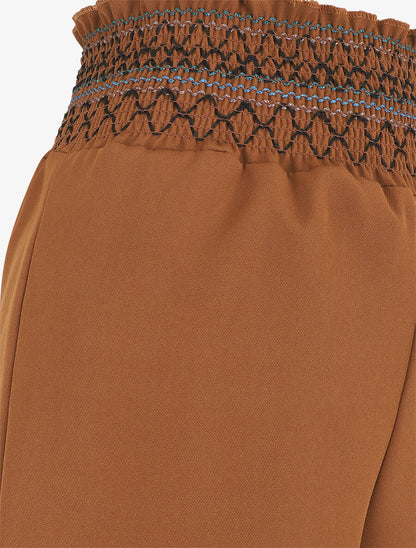 Pantalon ample uni élastiqué - Camel - 3