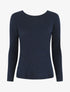 Pull droit dos en V dentelle - Marine - 4