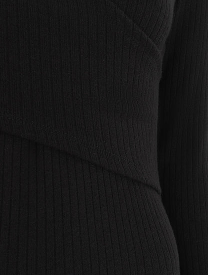Robe courte ajustée manches longues - Noir - 3