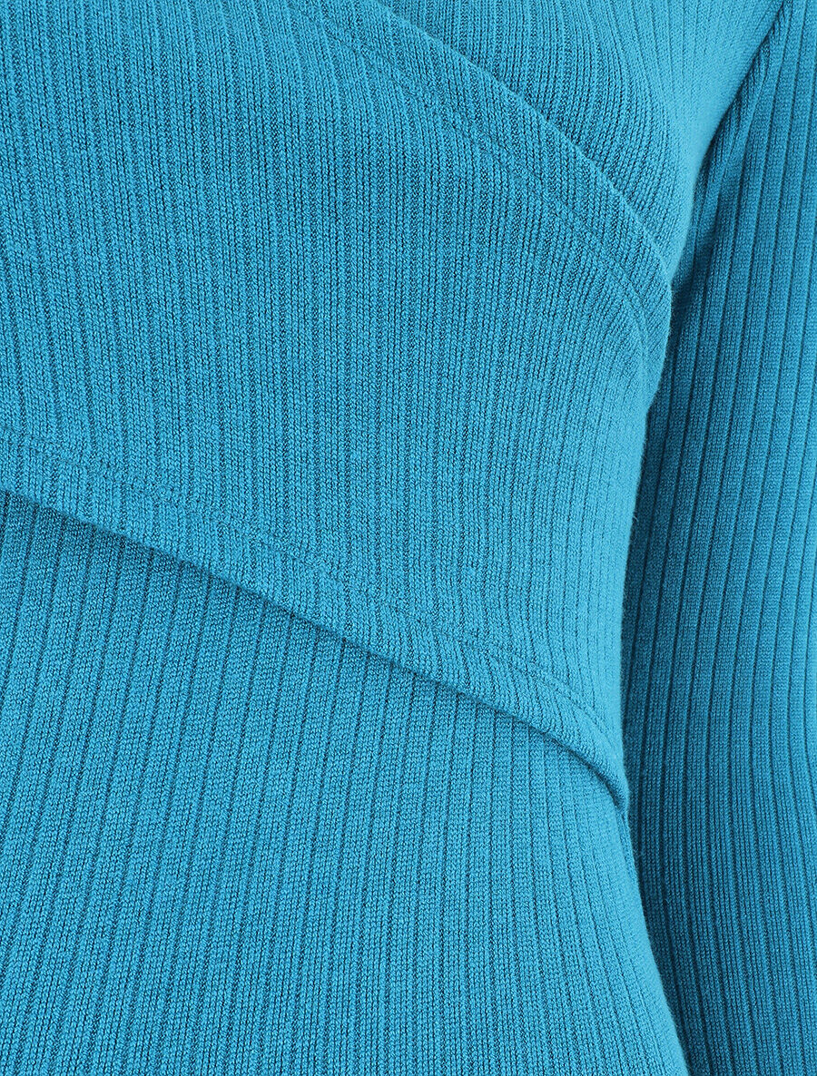 Robe courte ajustée manches longues - Bleu canard - 3