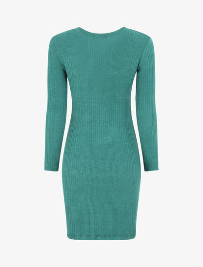 Robe courte ajustée manches longues - Vert - 2
