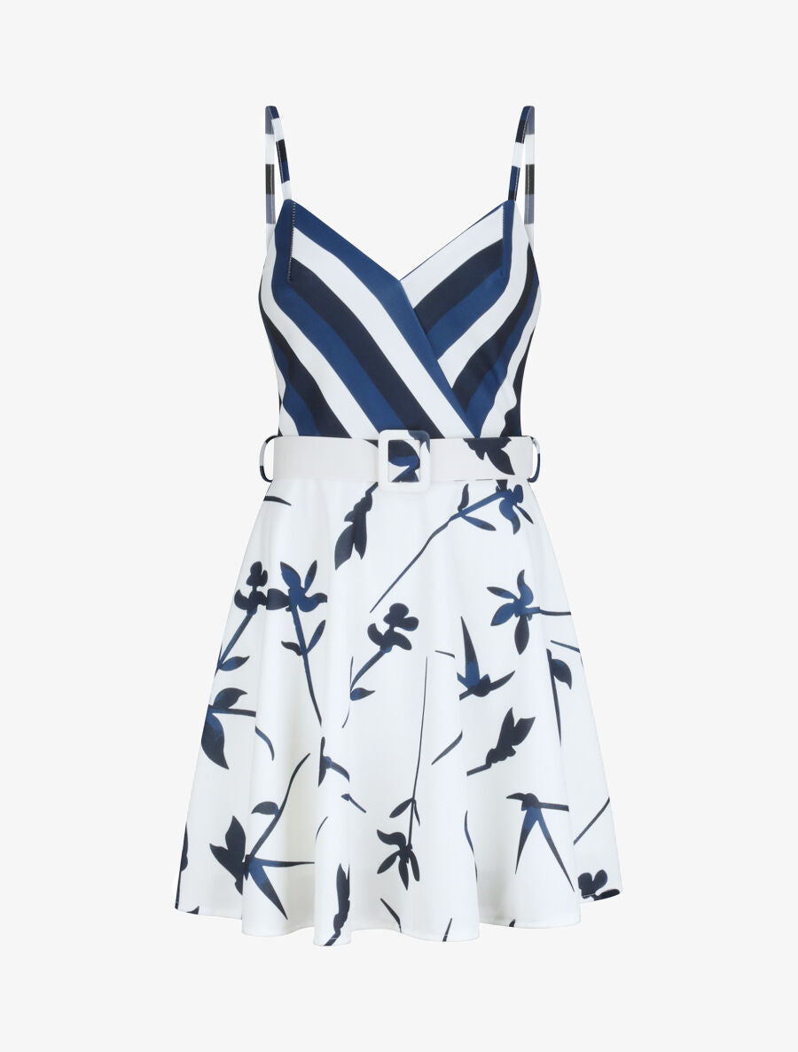 Robe patineuse courte à imprimés - Bleu - 5