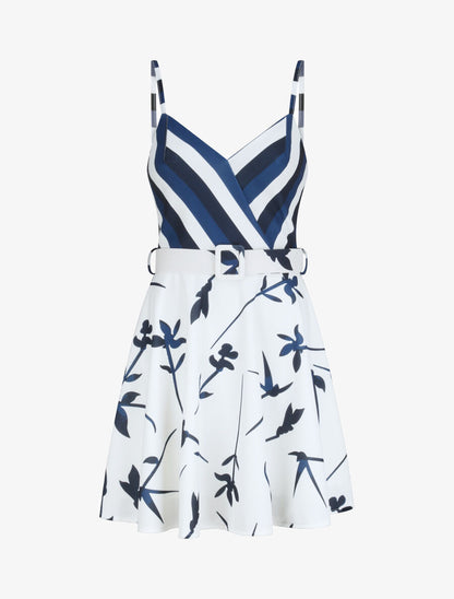 Robe patineuse courte à imprimés - Bleu - 5